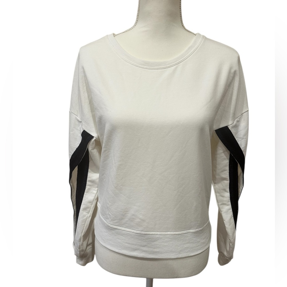 Sundays Zero Contrast Sleeve Pullover Sweatshirt Crew Neck Top Approx. Medium